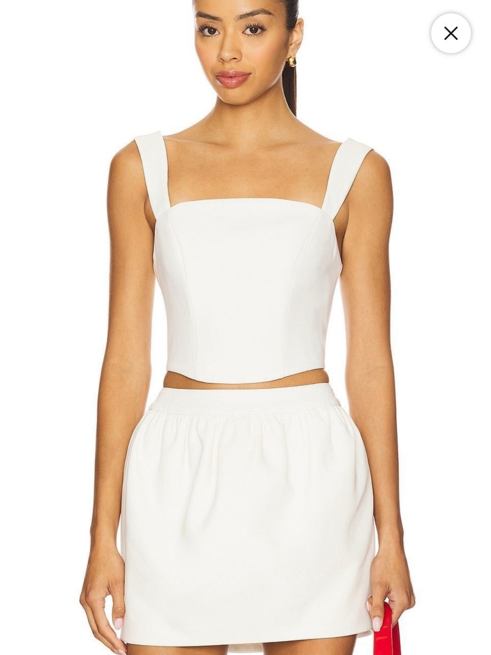Lovers + Friends Jacqueline White Square-Neck Cropped Corset Boning Tank XL